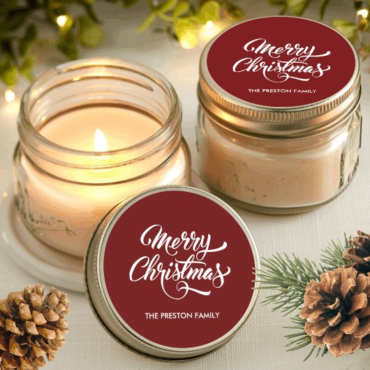 深いレッドメリークリスマス ラウンドシール