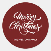 深いレッドメリークリスマス ラウンドシール (正面)