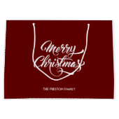 深いレッドメリークリスマス ラージペーパーバッグ (正面)
