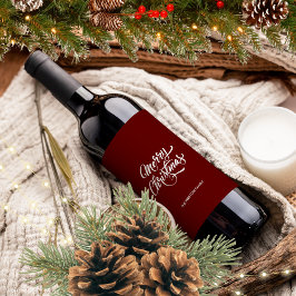 深いレッドメリークリスマス ワインラベル