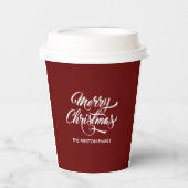 深いレッドメリークリスマス 紙コップ (正面)