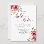 深いレッドメルロフローラウォーター色ブライダルシャワー 招待状 (正面)