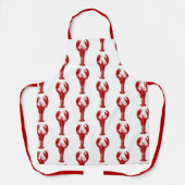 深いレッドロブスターオンホワイト エプロン (正面)