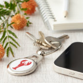 深いレッドロブスターオンホワイト キーホルダー (側面)