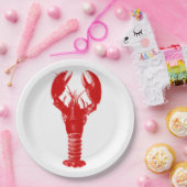 深いレッドロブスターオンホワイト ペーパープレート (パーティー)