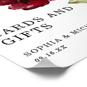 深いレッドローズフローラカードとギフトサイン ポスター (角)