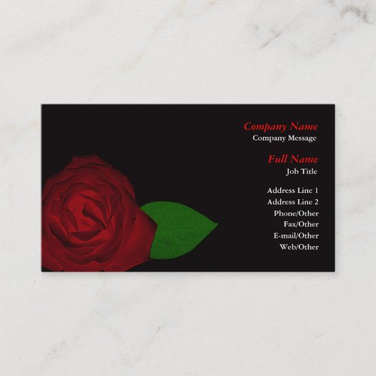 深いレッドローズ名刺テンプレート 名刺 (正面)