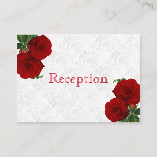 深いレッドローズ結婚フローラズ – 披露宴 エンクロージャーカード (裏面)