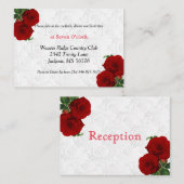 深いレッドローズ結婚フローラズ – 披露宴 エンクロージャーカード (正面/裏面)