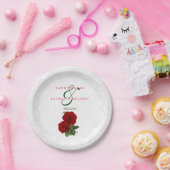 深いレッドローズ結婚フローラ ペーパープレート (パーティー)