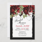 深いレッドローゼス – ブライダルシャワー 招待状 (正面)