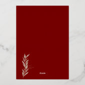 深いレッド金ゴールドウォーターカラーリーフジョイスホリデーカード 箔シーズンカード (裏面)