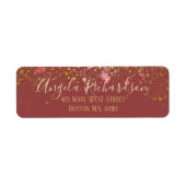 深いレッド金ゴールドグリッター絵を描（ばちゃばちゃ）跳ねる ラベル (正面)