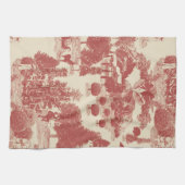 深いレッド&クリームクリスマスウィンターワンダーランド キッチンタオル (横)