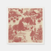 深いレッド&クリームクリスマスウィンターワンダーランド スタンダードカクテルナプキン (正面)