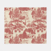 深いレッド&クリームクリスマスウィンターワンダーランド フリースブランケット (正面(横))