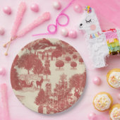 深いレッド&クリームクリスマスウィンターワンダーランド ペーパープレート (パーティー)