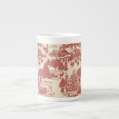 深いレッド&クリームクリスマスウィンターワンダーランド ボーンチャイナマグカップ (正面)