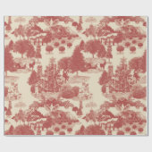 深いレッド&クリームクリスマスウィンターワンダーランド ラッピングペーパー (フラット)