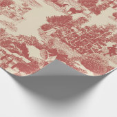 深いレッド&クリームクリスマスウィンターワンダーランド ラッピングペーパー (角)