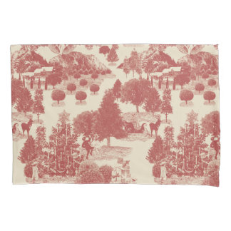 深いレッド&クリームクリスマスウィンターワンダーランド 枕カバー