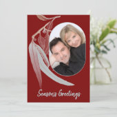 深いレッド&ソフトグリーン離れのクリスマスミニマル。 シーズンカード (スタンド正面)