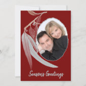深いレッド&ソフトグリーン離れのクリスマスミニマル。 シーズンカード (正面)