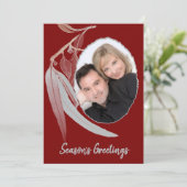 深いレッド&ソフトグリーン離れのクリスマスミニマル。 シーズンカード (スタンド正面)