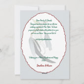 深いレッド&ソフトグリーン離れのクリスマスミニマル。 シーズンカード (裏面)