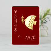 深いレッド、バターイエロー&金ゴールド 箔シーズンカード (立ち正面)