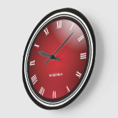 深いレッド、ブラック&ホワイト、ローマ数字 ラージ壁時計 (傾斜)