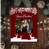 深いレッド・メリークリスマスあなたの写真 ポストカード