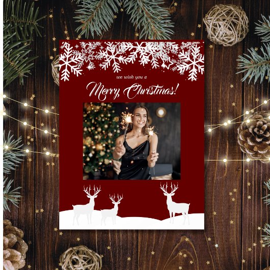 深いレッド・メリークリスマスあなたの写真 ポストカード