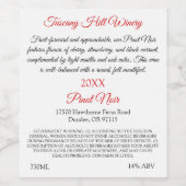 深いレッド – provencale (8セット)白黒 ワインラベル (シングルラベル)