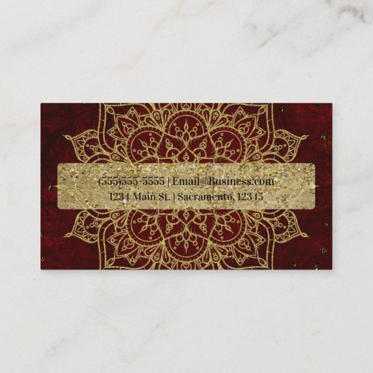 深いワインレッドマンダラ&金ゴールドグラムシモダンック 名刺 (裏面)