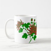 深い中国の赤のクモ菊 コーヒーマグカップ (左)