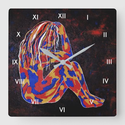 深い入考え スクエア壁時計 (正面)