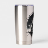 深い宇宙エクスプローラのシルエット 保温保冷タンブラー (正面)
