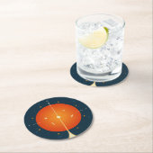 深い宇宙原子時計ポスター、オレンジ版。 ラウンドペーパーコースター (インサイチュ)