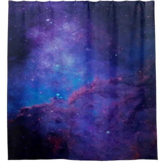 深い宇宙抽象芸術の背景（紫と青） シャワーカーテン (正面)