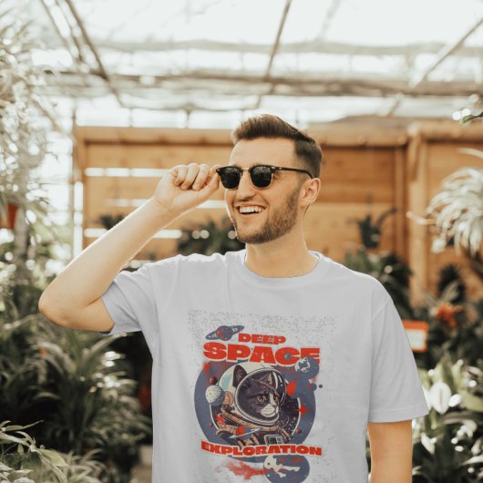 深い宇宙探査猫宇宙飛行士 Tシャツ