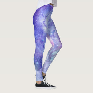 深い宇宙水彩イラストレーション レギンス