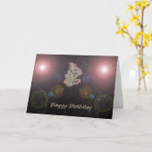 深い宇宙誕生日カード カード (黄色い花)