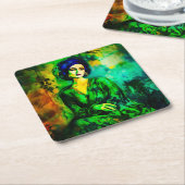 深い思考 スクエアペーパーコースター (アングル)