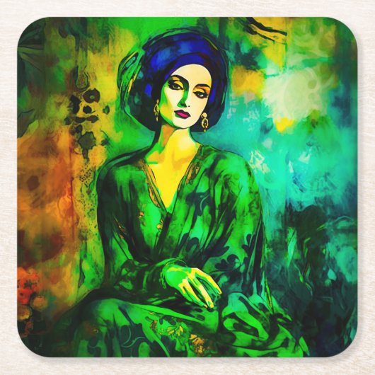 深い思考 スクエアペーパーコースター (正面)