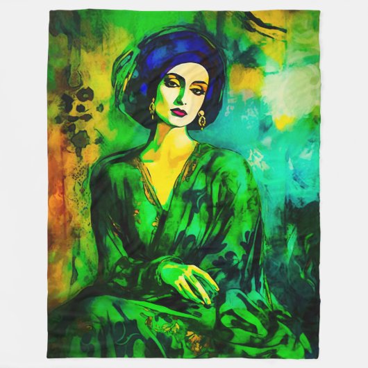 深い思考 フリースブランケット (正面)