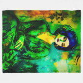 深い思考 フリースブランケット (正面(横))