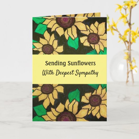 深い悔やみや弔慰祈りの言葉気に カード (黄色い花)