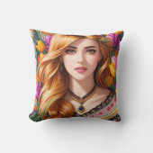 深い感覚の愛とバラとチューリップ – クッション (正面)