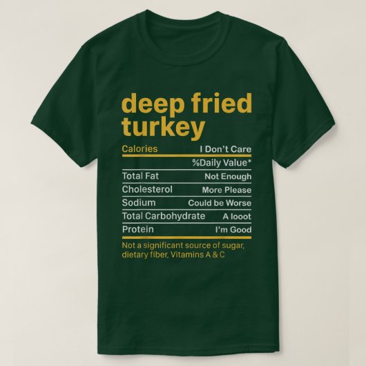 深い揚げトルコ栄養事実感謝祭フー Tシャツ (デザイン正面)